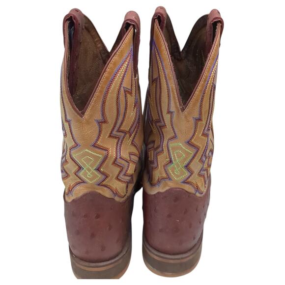 Nocona Mens Full Quill Ostrich Leather Western Cowboy Boots Cognac 11 D main image 5